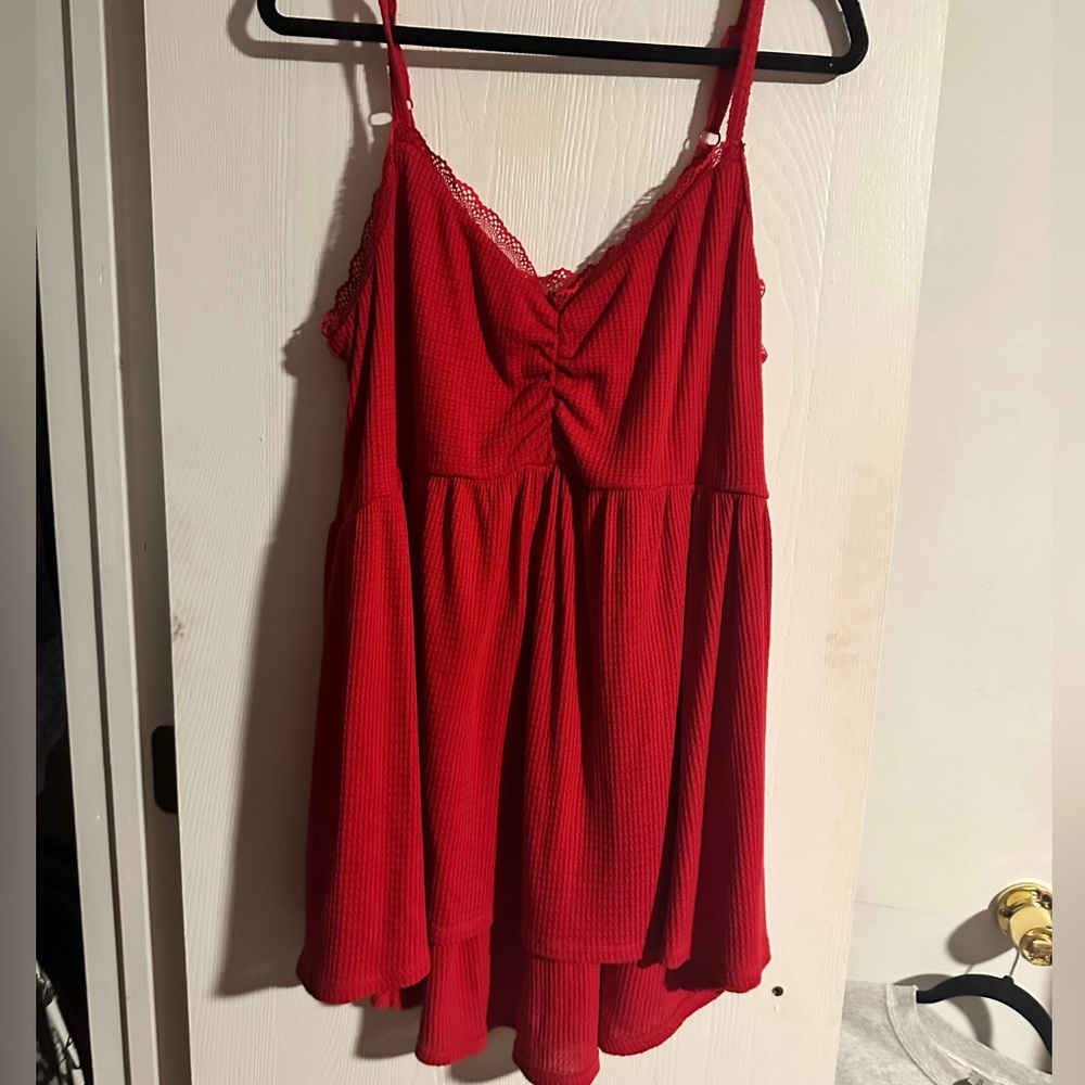 Torrid red waffleknit babydoll tank 3